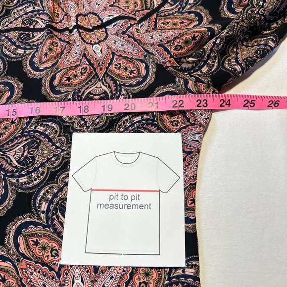 💼Tommy Hilfiger Paisley Top Size L Classic & Chic black Navy Coral pink - Picture 8 of 11